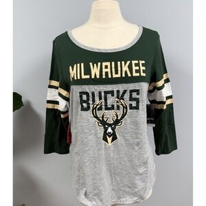 NWT Milwaukee Bucks Ultra Game 3/4 Sleeve T-shirt Womens XL NBA apparel Green